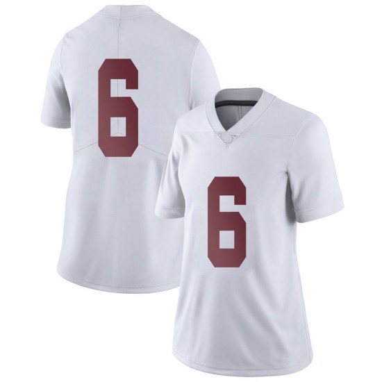 Alabama Crimson Tide Women's Trey Sanders #6 No Name White NCAA Nike Authentic Stitched College Football Jersey ET16G57CE